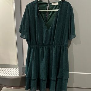 Dark Green V-Neck Dress